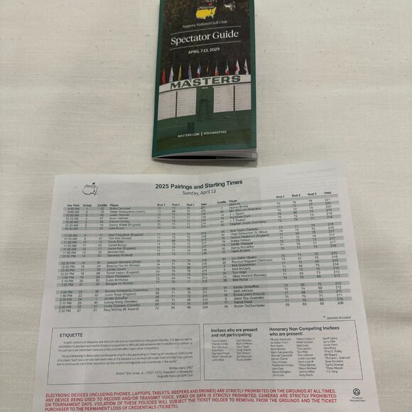 2025 Masters Spectator's Guide and Tee Sheet - Picture 2 of 2